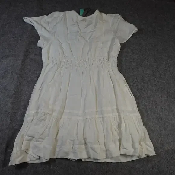 Anthropologie Dress Womens 2X NWT Somerset Mini White Linen Tiered  Minimalist